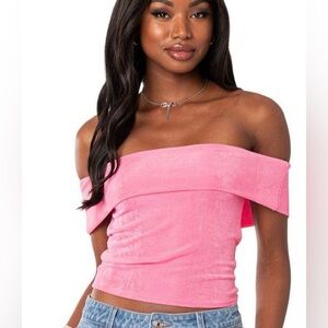 Edikted Off-Shoulder Pink Crop Top-USED ONLY ONCE ✅